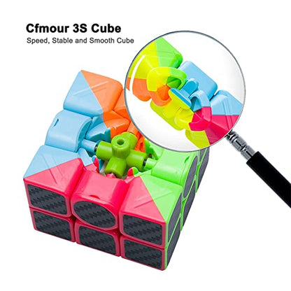 CFMOUR Original Speed Cube 3x3x3,Fast Magic Cube for Kids,Smooth Carbon Fiber Cubes,Puzzle Toys - amzGamess