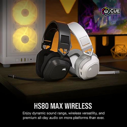 Corsair HS80 MAX Wireless Multiplatform Gaming Headset with Bluetooth - Dolby Atmos - Broadcast Quality Microphone - iCUE Compatible - PC, Mac, PS5, PS4, Mobile - Steel Gray, One Size - amzGamess
