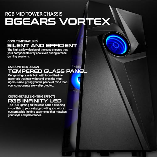 SAAV T102 Vortex Gaming PC Desktop Computer Tower - Intel Core i5 3.2GHz, 16GB, NVIDIA GEFORCE GTX 1660 6GB GDDR6, 1TB SSD, RGB, WiFi 5, Bluetooth, Windows 10, Mouse & Keyboard, 1 Year Warranty