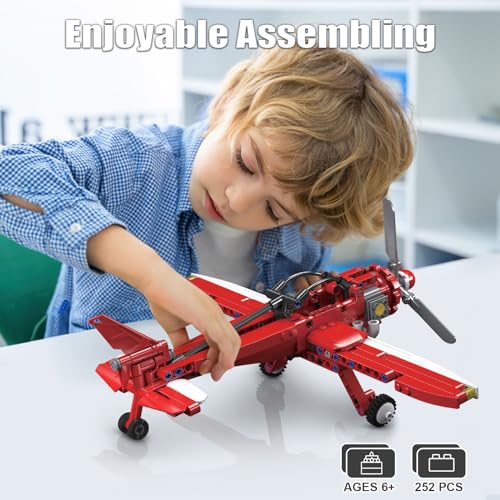 HIGH GODO Racing Airplane Modern Military Aircraft Model Building Sets, Army Fighter Plane Building Bricks Kits, Fighter Jet Toys Gifts for Adults Kids 6 7 8 10 Years (252 Pcs)