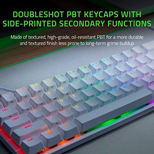 Razer Huntsman Mini 60% Gaming Keyboard: Fast Keyboard Switches - Clicky Optical Switches - Chroma RGB Lighting - PBT Keycaps - Onboard Memory - Mercury White - amzGamess