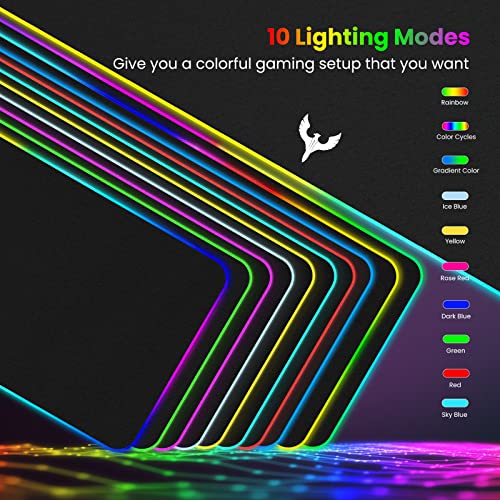 Blade Hawks Extra Large RGB Gaming Mouse Pad, Extended Soft LED Mouse Pad, Anti-Slip Rubber Base, Computer Keyboard Mousepad Mat (31.5 x 12 Inch) - amzGamess