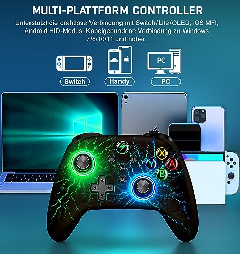 Wireless Switch Controller for Nintendo Switch Controller/Switch Lite/Switch OLED, Rgb Switch Pro controller for Windows PC IOS Android,Switch Remote Gamepad with Programmable/Motion Control/Vibration/Turbo/Wakeup - amzGamess