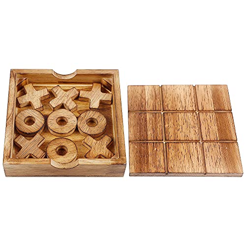 Glintoper Tic Tac Toe & 4 in a Row Table Games Set - Rustic Decor Wood Strategy Board Games for Families - amzGamess