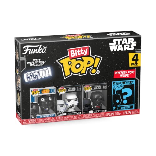 Funko Bitty Pop! Star Wars Mini Collectible Toys 4-Pack - Darth Vader, TIE Fighter Pilot, Stormtrooper & Mystery Chase Figure (Styles May Vary) - amzGamess