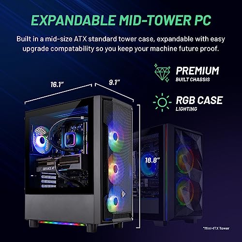 Skytech Gaming Shadow Gaming PC Desktop – Intel Core i7 13700F 2.1 GHz, NVIDIA RTX 4060, 1TB NVME SSD, 16GB DDR4 RAM 3200, 600W Gold PSU, 360mm AIO, 11AC Wi-Fi, Windows 11 Home 64-bit,Black