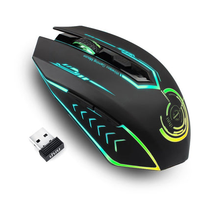 UHURU Wireless Gaming Mouse Up to 10000 DPI, Rechargeable USB Wireless Mouse with 6 Buttons 7 Dynamic LED Color Ergonomic Programmable MMO RPG for PC Laptop, Compatible with Windows Mac - amzGamess