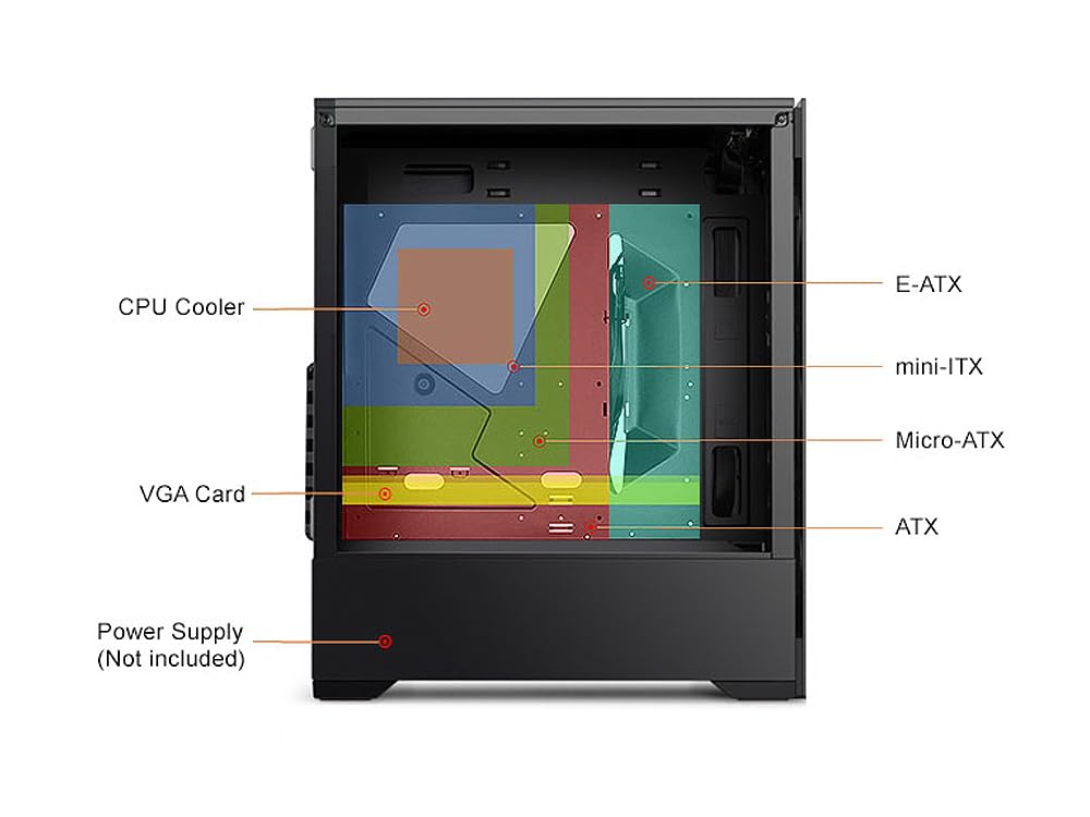 Bgears b-Voguish Gaming PC Case with Tempered Glass panels, USB3.0, Support E-ATX, ATX, mATX, ITX. (Fans are sold separately)