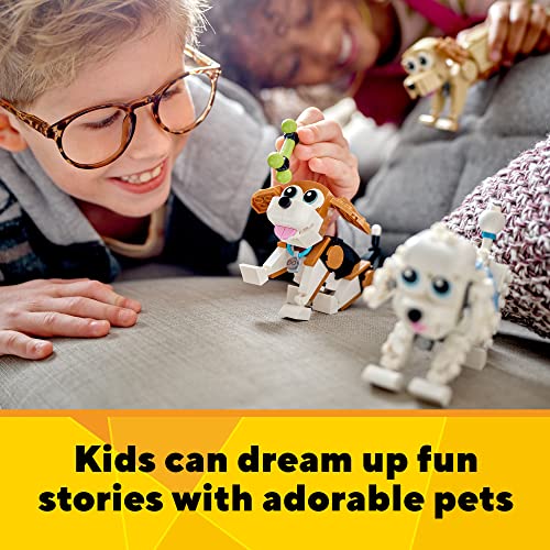 LEGO Creator 3 in 1 Adorable Dogs Building Toy Set, Gift for Dog Lovers, Featuring Dachshund, Beagle, Pug, Poodle, Husky, and Labrador Figures for Kids 7 and Up, 31137