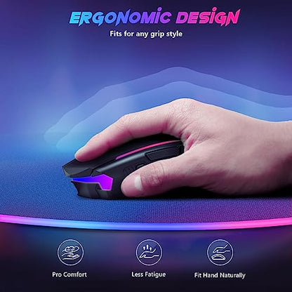 Redragon Gaming Mouse, Wireless Mouse Gaming with 8000 DPI, PC Gaming Mice with Fire Button, RGB Backlit Programmable Ergonomic Mouse Gamer, Rechargeable, 70Hrs for Windows, Mac Gamer, Black - amzGamess