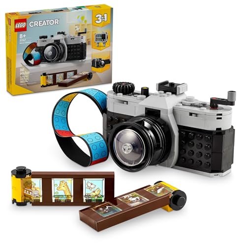 LEGO Creator 3 in 1 Retro Camera Toy, Transforms from Toy Camera to Retro Video Camera to Retro TV Set, Photography Gift for Boys and Girls Ages 8 Years Old and Up Who Enjoy Creative Play, 31147