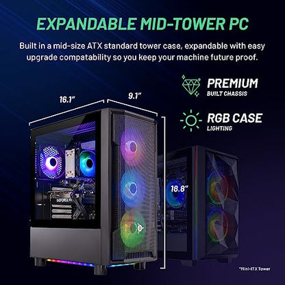 Skytech Shadow Gaming PC, Intel i5 13400F 2.5 GHz (4.6GHz Turbo Boost), NVIDIA RTX 4060 8GB GDDR6X, 2TB SSD, 32GB DDR5 RAM 5200 RGB, 650W Gold PSU, Wi-Fi, Win 11 Home