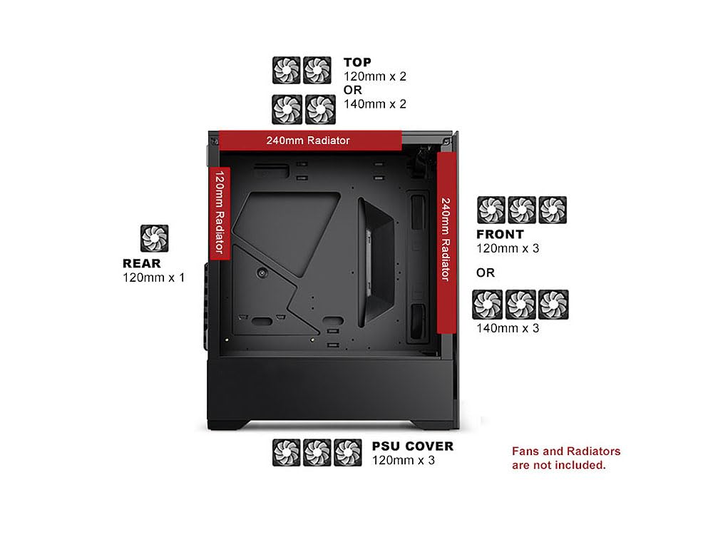 Bgears b-Voguish Gaming PC Case with Tempered Glass panels, USB3.0, Support E-ATX, ATX, mATX, ITX. (Fans are sold separately)