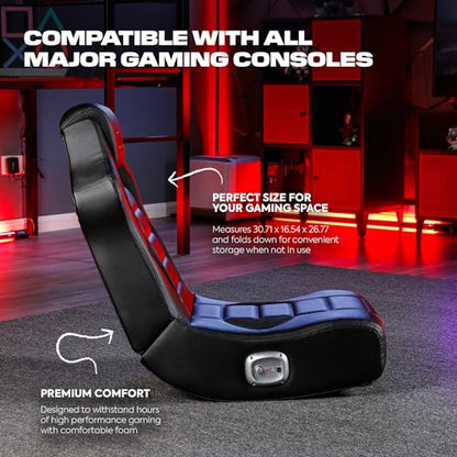 X Rocker Flash 2.0 BT Gaming Floor Chair, with Headrest Mounted Speakers, Foldable, Bluetooth, Audio, Speakers, Recline, 5109701, 30.71" x 16.54" x 26.77", Black