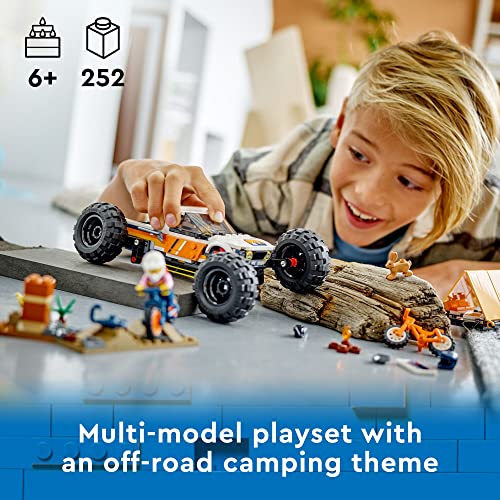 LEGO City 4x4 Off-Roader Adventures 60387 Building Toy - Camping Set Including Monster Truck Style Car with Working Suspension and Mountain Bikes, 2 Minifigures, Vehicle Toy for Kids Ages 6+