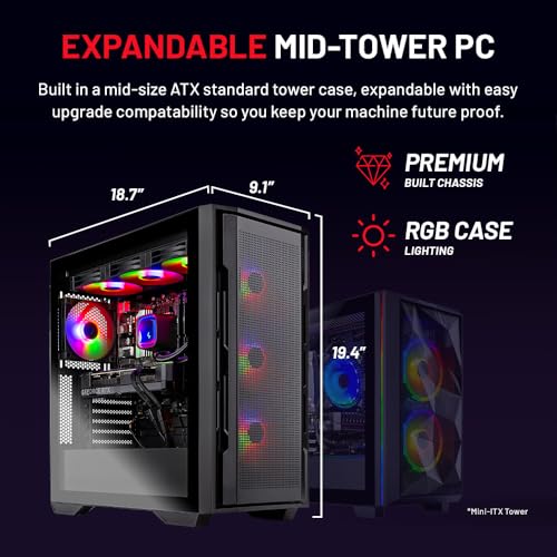 Skytech Rampage Gaming PC, Ryzen 7 7800X3D 4.2 GHz (5GHz Turbo Boost), NVIDIA RTX 4070 Super 12GB GDDR6X, 2TB SSD, 32GB DDR5 RAM 5600 RGB, 750W Gold PSU, 360mm AIO, Wi-Fi, Win 11 Home