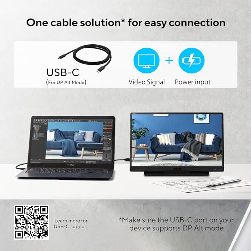 ASUS ZenScreen 15.6” 1080P Portable USB Monitor (MB166C) - Full HD, IPS, USB Type-C, , Tripod Mountable, Anti-Glare Surface, Protective Sleeve, 3-Year Warranty