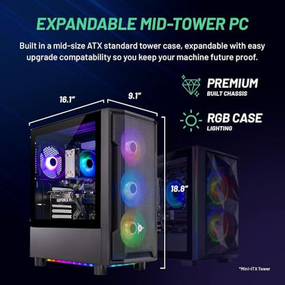 Skytech Shadow Gaming PC, Intel i5 13400F 2.5 GHz (4.6GHz Turbo Boost), NVIDIA RTX 4060 8GB GDDR6X, 1TB SSD, 32GB DDR5 RAM 5200 RGB, 650W Gold PSU, Wi-Fi, Win 11 Home