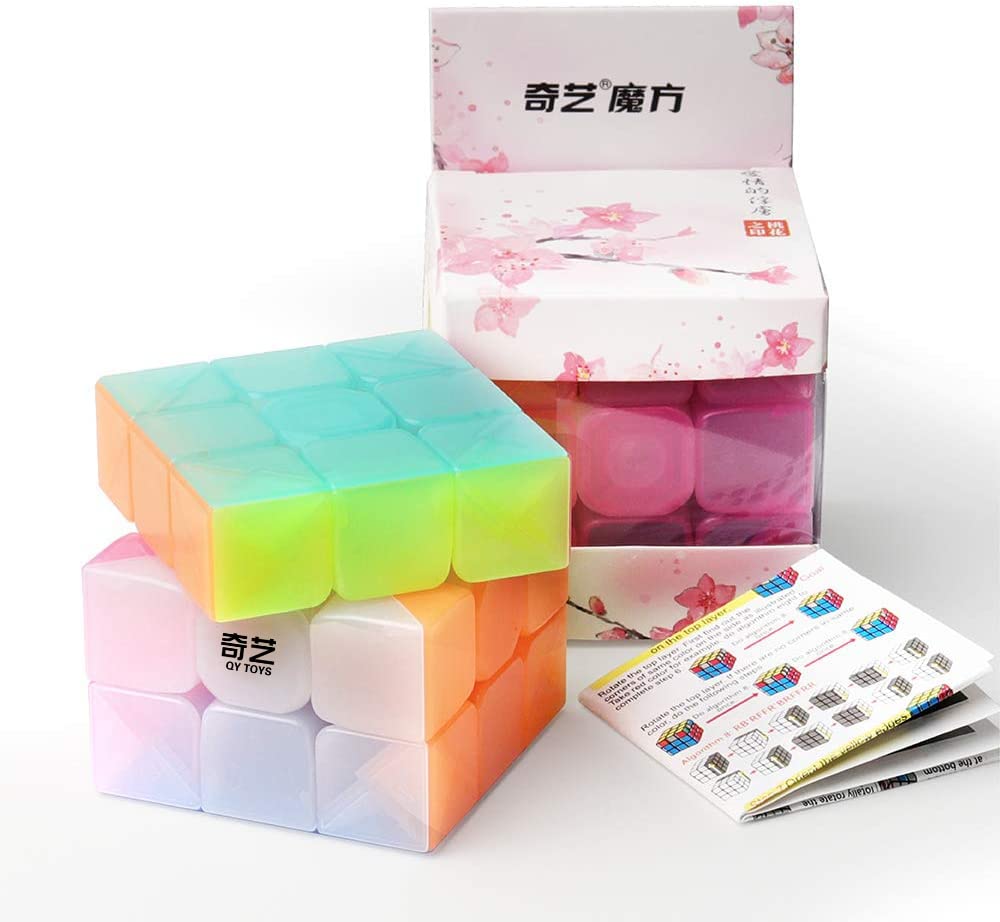 D-FantiX QY Toys Warrior W 3x3 Speed Cube Jelly 3x3x3 Magic Cube Puzzles Transparent Pastel Color - amzGamess