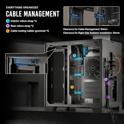 Antec C8, Fans not Included, RTX 40 Compatible, Dual-Chamber, tooless Design, Type-C, 360mm Radiator Support, Seamless Tempered Glass Front & Side Panels, High Airflow Full-Tower E-ATX PC Case