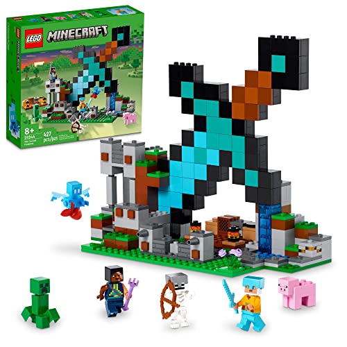 LEGO Minecraft The Sword Outpost 21244 Building Toys - Featuring Creeper, Warrior, Pig, and Skeleton Figures, Game Inspired Toy for Fun Adventures and Play, Gift for Kids, Boys, and Girls Ages 8+