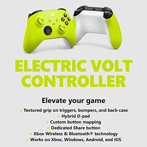 Xbox Core Wireless Gaming Controller – Electric Volt – Xbox Series X|S, Xbox One, Windows PC, Android, and iOS - amzGamess