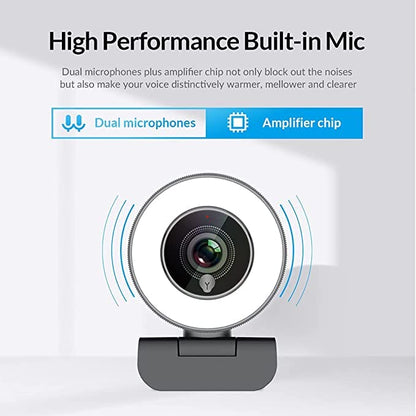 Angetube Streaming 1080P HD Webcam Built in Adjustable Ring Light and Mic. Advanced autofocus AF Web Camera for Google Meet Gamer Facebook YouTube Streamer - amzGamess