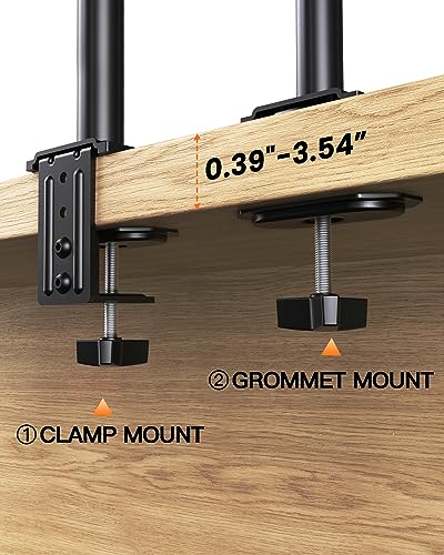 Ergear Monitor Mount for Most 13-32" Computer Screens up to 17.6lbs, Improved LCD LED Monitor Riser, Adjustable Height and Angle, Single Desk Mount Stand, Black, EGCM12