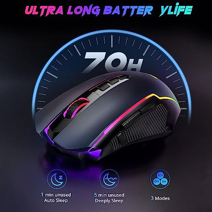 Redragon Gaming Mouse, Wireless Mouse Gaming with 8000 DPI, PC Gaming Mice with Fire Button, RGB Backlit Programmable Ergonomic Mouse Gamer, Rechargeable, 70Hrs for Windows, Mac Gamer, Black - amzGamess