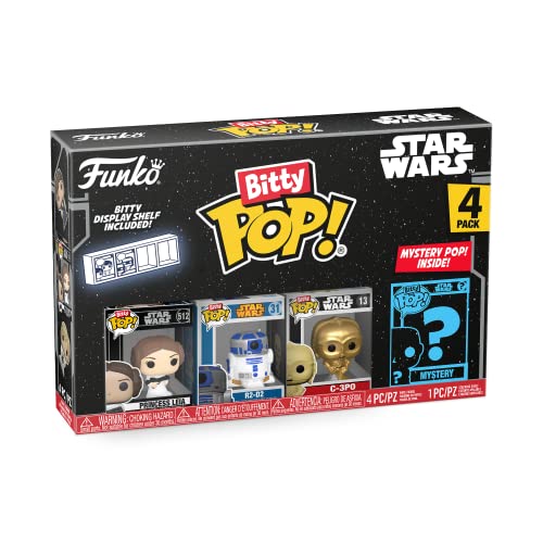 Funko Bitty Pop! Star Wars Mini Collectible Toys 4-Pack - Princess Leia, R2-D2, C-3PO & Mystery Chase Figure (Styles May Vary) - amzGamess