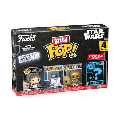 Funko Bitty Pop! Star Wars Mini Collectible Toys 4-Pack - Princess Leia, R2-D2, C-3PO & Mystery Chase Figure (Styles May Vary) - amzGamess