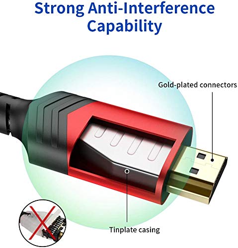 10K 8K HDMI Cable 2.1 2 Pack 6ft, JSAUX 48Gbps Ultra High Speed HDMI Cable Braided Cord, 4K@120Hz, 4K@144Hz, 8K@60Hz, HDCP 2.2&2.3, HDR 10, eARC,ARC Compatible with Dolby PS5 Monitor HDTV Soundbar-Red - amzGamess