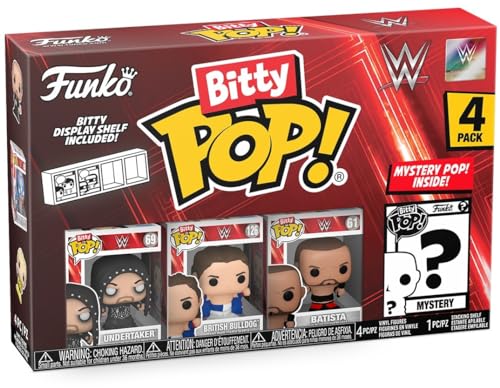 Funko Bitty Pop! : WWE Mini Collectible Toys 4-Pack - Undertaker, British Bulldog, Batista, & Mystery Chase Figure (Styles May Vary) - amzGamess