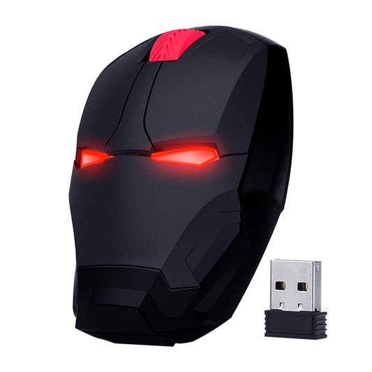 ECOiNVA Wireless Iron Man Mouse 2.4G Optical Computer Mouse for Desktop Laptop PC Mac (Black)