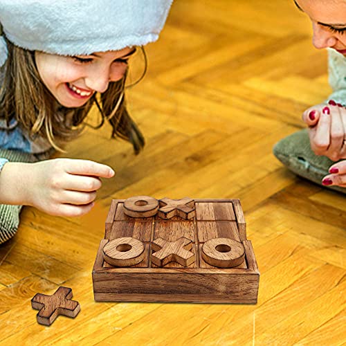 Glintoper Tic Tac Toe & 4 in a Row Table Games Set - Rustic Decor Wood Strategy Board Games for Families - amzGamess