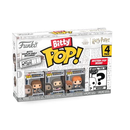 Funko Bitty Pop! Harry Potter Mini Collectible Toys 4-Pack - Hermione Granger, Rubeus Hagrid, Ron Weasley & Mystery Chase Figure (Styles May Vary) - amzGamess