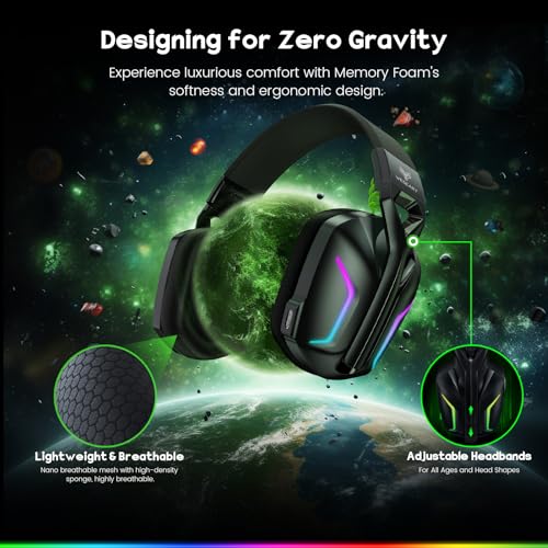WESEARY 7.1 Wireless Gaming Headset with Microphone for PS4, PS5, PC, Switch, Mac, 2.4GHz Bluetooth Gaming Headphones with Crystal-Clear Mic, 50Hr Battery, Cool RGB - amzGamess
