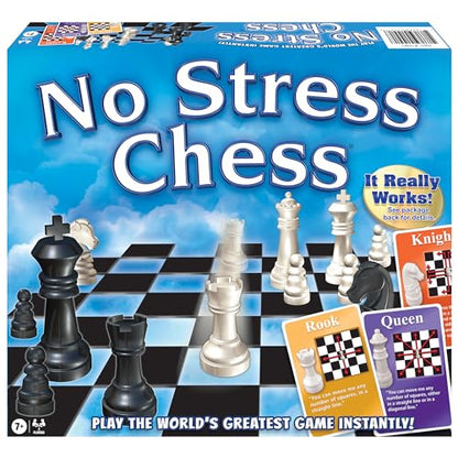 No Stress Chess by Winning Moves Games USA, Celebrating 20 Years as the Chess Teaching Game Using Innovative Action Cards, for 2 Players, Ages 7+ (1091)