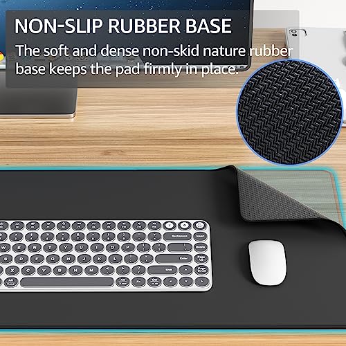 KTRIO Large Gaming Mouse Pad with Superior Micro-Weave Cloth, Extended Desk Mousepad with Stitched Edges, Non-Slip Base, Water Resist Keyboard Pad for Gamer, Office & Home, 31.5 x 11.8 in, Black - amzGamess