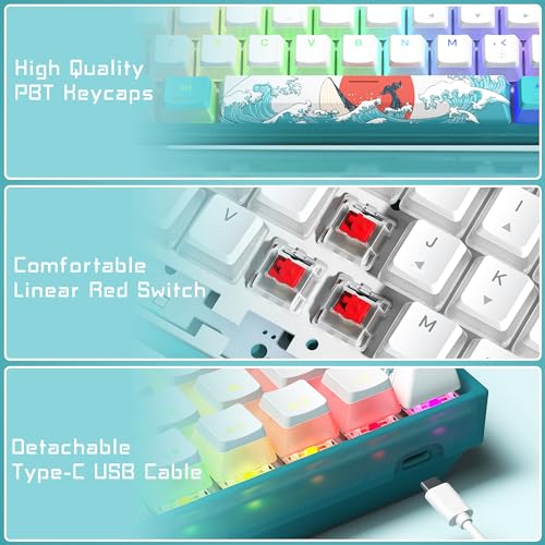 Womier 60% Percent Keyboard, WK61 Mechanical RGB Wired Gaming Keyboard, Hot-Swappable Keyboard with Blue Sea PBT Keycaps for Windows PC Gamers - Linear Red Switch - amzGamess