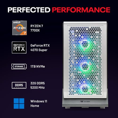 Skytech Omega Gaming PC, Ryzen 7 7700X 4.5 GHz, RTX 4070 Super 12GB GDDR6X, 1TB NVME Gen4, 32GB DDR5 RAM RGB, 750W Gold PSU, Wi-Fi, Win 11 Home