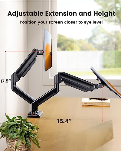 ErGear Dual Monitor Mount up to 32 inches Screen, Max 22 lbs Each Arm, Adjustable Dual Monitor Stand, Sturdy Steel Dual Monitor Arm with 180° Swivel, Tilt, 360° Rotation for Home Office, VESA 75/100mm