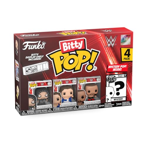 Funko Bitty Pop! : WWE Mini Collectible Toys 4-Pack - Undertaker, British Bulldog, Batista, & Mystery Chase Figure (Styles May Vary) - amzGamess