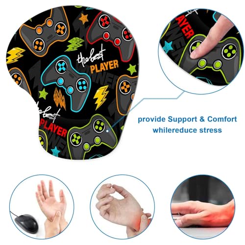 Britimes Ergonomic Mouse Pad with Wrist Support Game Console Mouse Pads with Non-Slip Rubber Base for Home Office Gaming Working Computers Laptop Easy Typing & Pain Relief - amzGamess