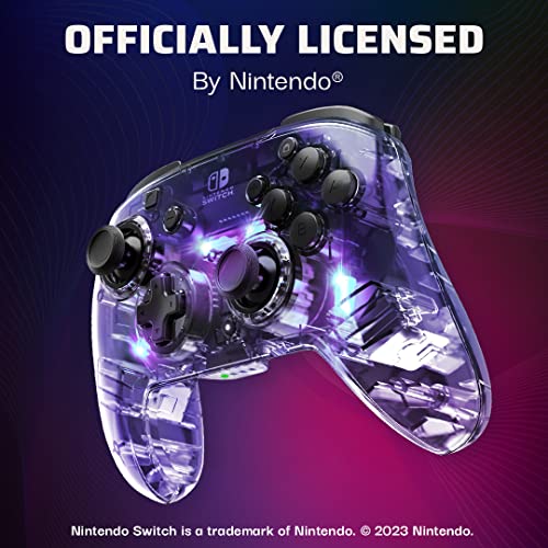 PDP Gaming Afterglow Wireless Nintendo Switch Pro Controller: Prismatic RGB LED Lighting, Full Motion Control Gamepad, Customizable Paddle Buttons - amzGamess
