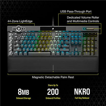 Corsair K100 RGB Optical-Mechanical Wired Gaming Keyboard - OPX Switches - PBT Double-Shot Keycaps - Elgato Stream Deck and iCUE Compatible - QWERTY NA Layout - Black - amzGamess