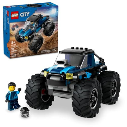 LEGO City Blue Monster Truck Off-Road Toy Playset with a Driver Minifigure, Imaginative Toys for Kids, Fun Gift for Boys and Girls Aged 5 Plus, Mini Monster Truck, 60402