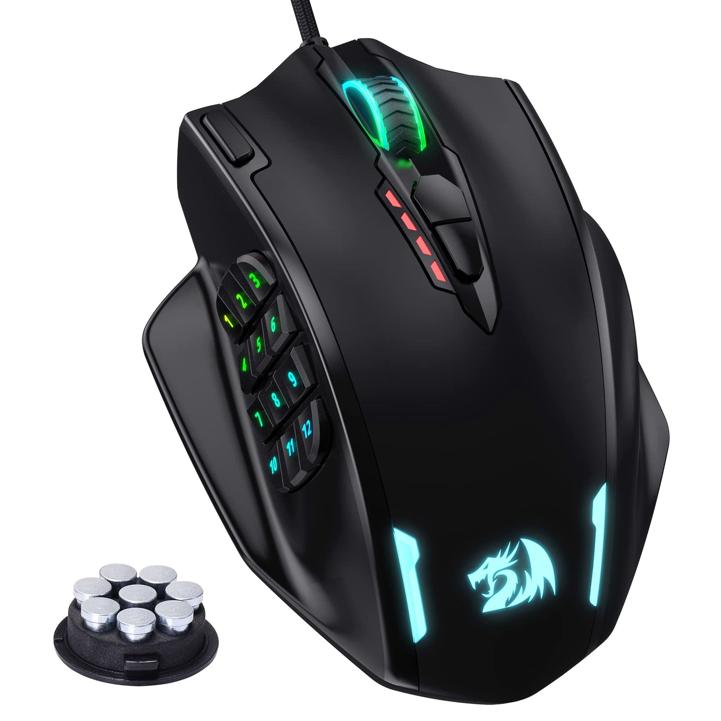 Redragon M908 Impact RGB LED MMO Gaming Mouse with 12 Side Buttons, Optical Wired Ergonomic Gamer Mouse with Max 12,400DPI, High Precision, 20 Programmable Macro Shortcuts, Comfort Grip - amzGamess