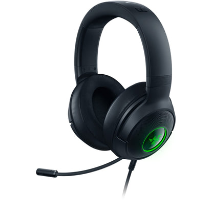 Razer Kraken V3 X Wired USB Gaming Headset: Lightweight Build - Triforce 40mm Drivers - HyperClear Cardioid Mic - 7.1 Surround Sound - Chroma RGB Lighting - Black - amzGamess