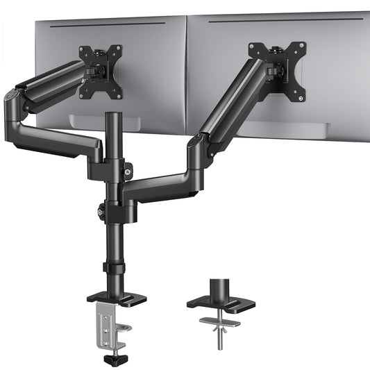 HUANUO Dual Monitor Mount up to 32 inches Screens, Taller Monitor Stand Hold 19.8lbs, Dual Monitor Arm Desk Mount Easy Adjustable with Tilt, Swivel, Rotation, VESA 75/100mm